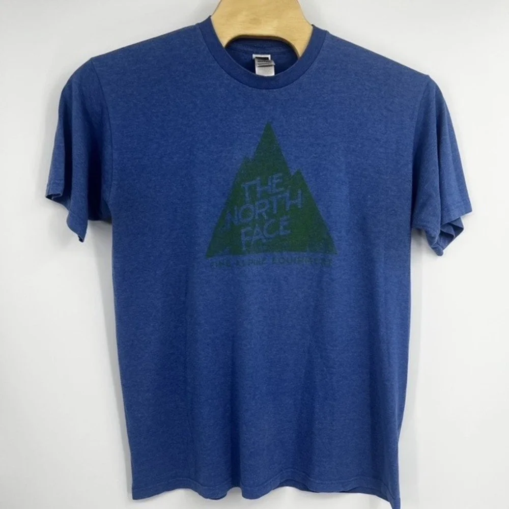 The North Face Men's Blue Heather Mountain Logo Graphic T-Shirt Size Large
